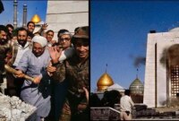 سید صادق خلخالی در حال تخریب قبر رضاشاه