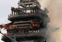 معبد ۱۵۰۰ ساله چین در آتش سوخت